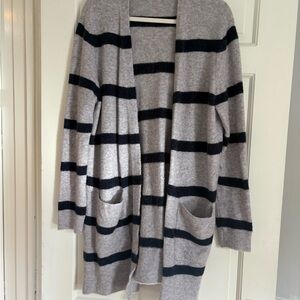 Madewell Kent Cardigan in gray and navy stripe